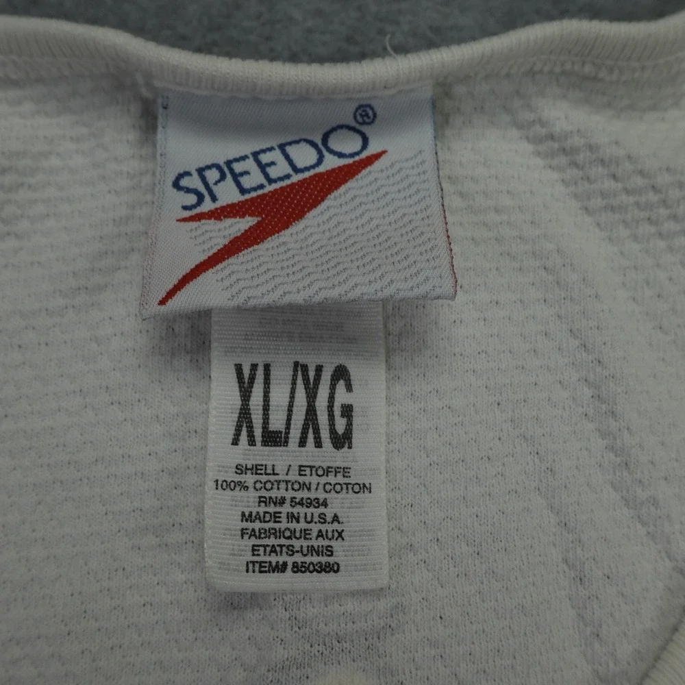 Speedo Tank Top‎ Mens XL White Athletic Sleeveless Graphic USA Made